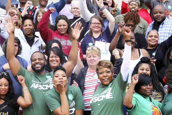 DSPs at the state Capitol lobbying for fair wages.
