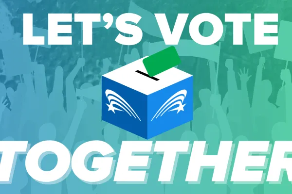 Graphic saying let's vote together