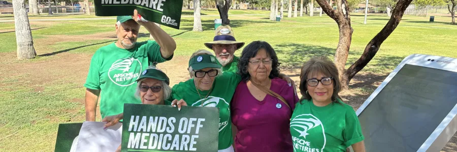 AFSCME retirees protest cuts to Medicare and Medicaid.