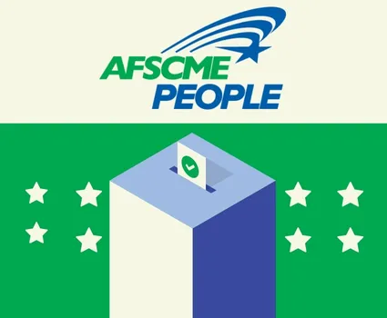 AFSCME People logo over a ballot box graphic