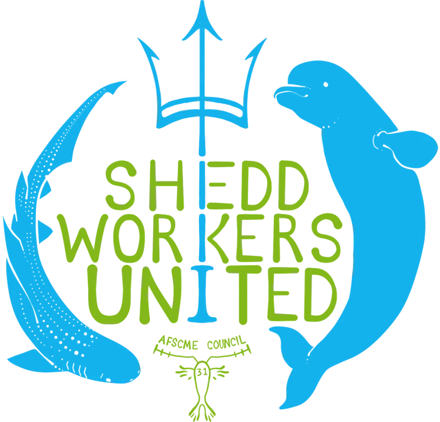 A graphic of the Shedd Workers United Logo