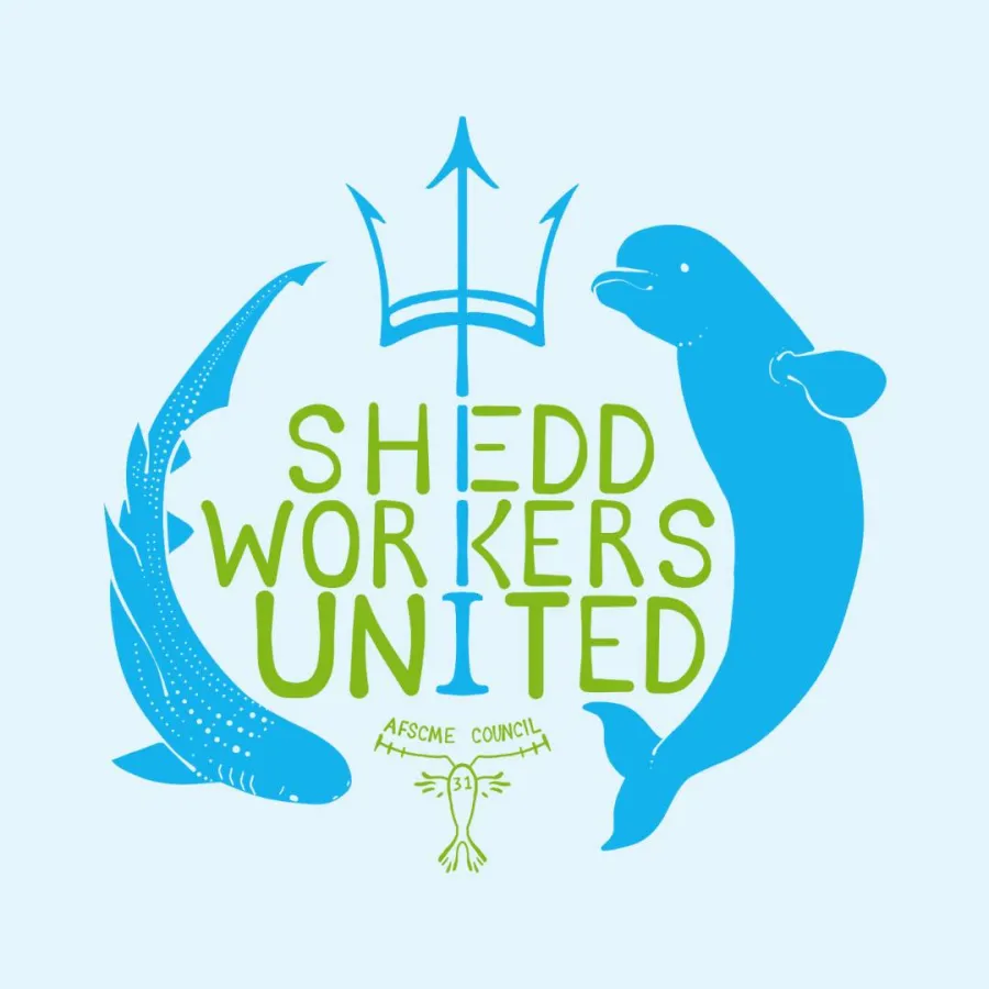 Shedd union logo showing a shark and whale