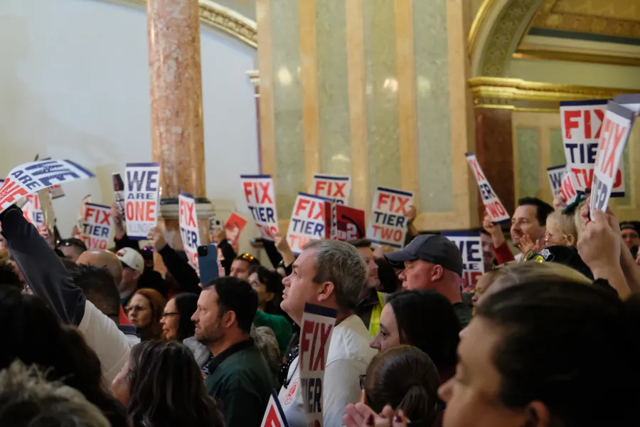 Public employees pack the Capitol at the fix Tier 2 Rally.