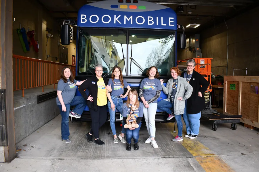 Members of AFSCME Local 699 with the Bookmobile.