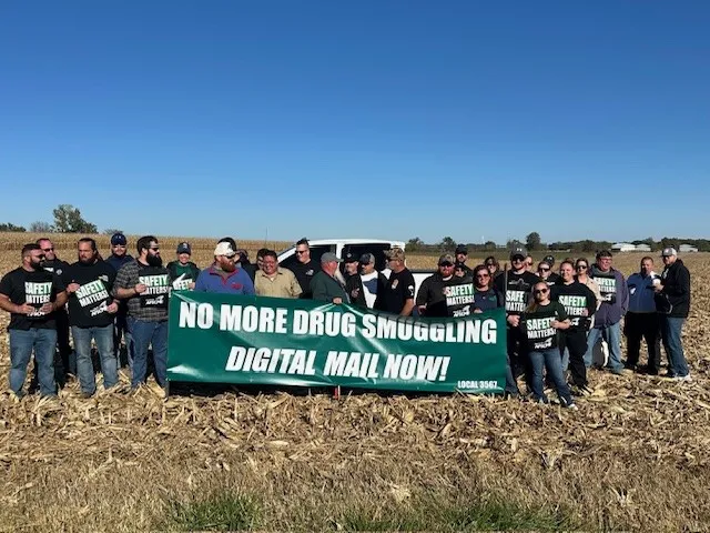 IDOC employees protest drug smuggling into prisons.