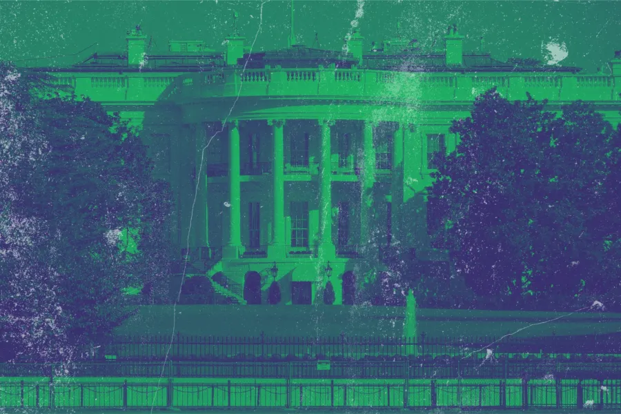 White House with a green texture