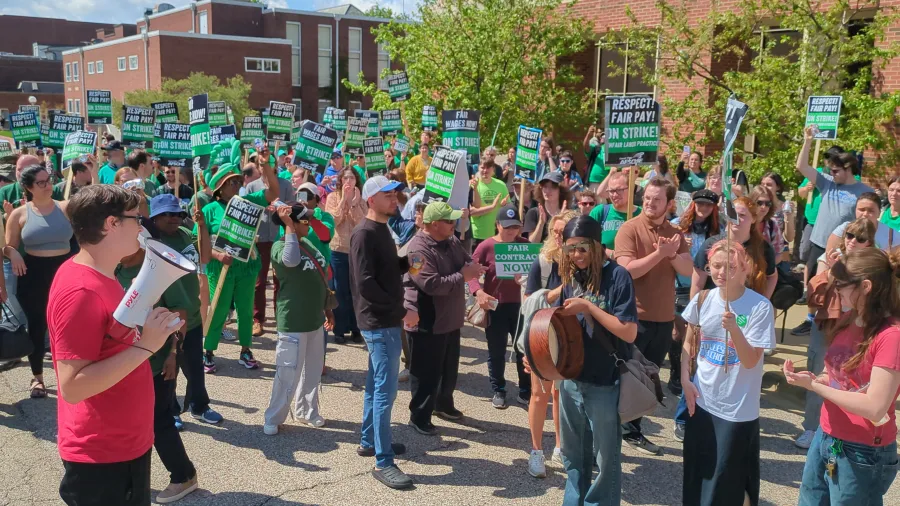 AFSCME Local 1110 rallies outside president's office