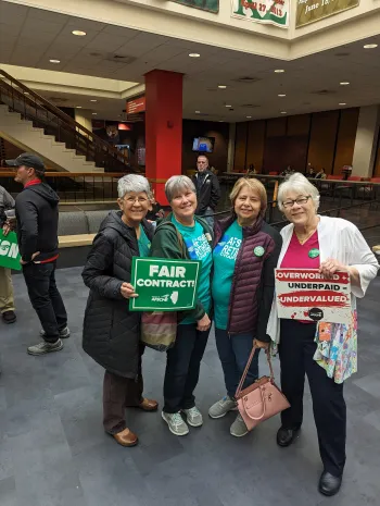 AFSCME retirees stand with SIUE workers.